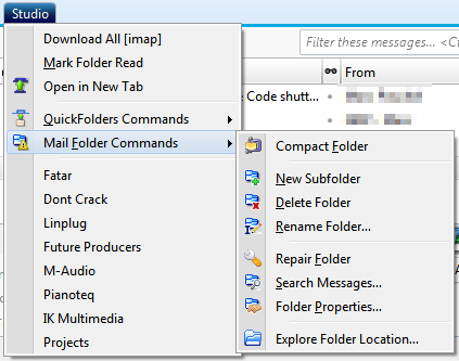folder context menu
