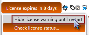 hide license extension warning