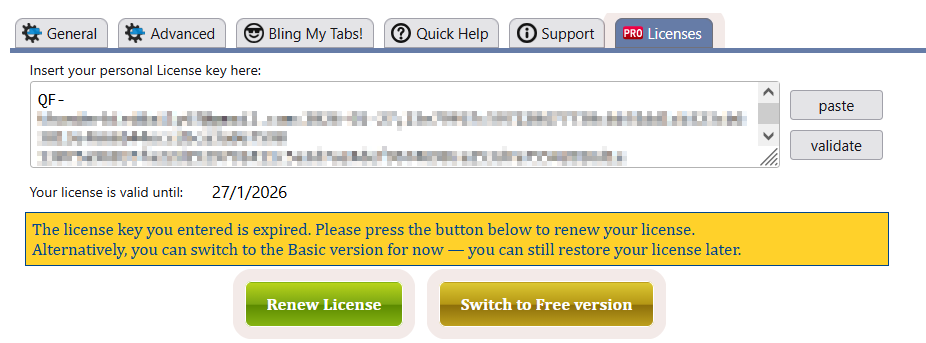 switch to free version